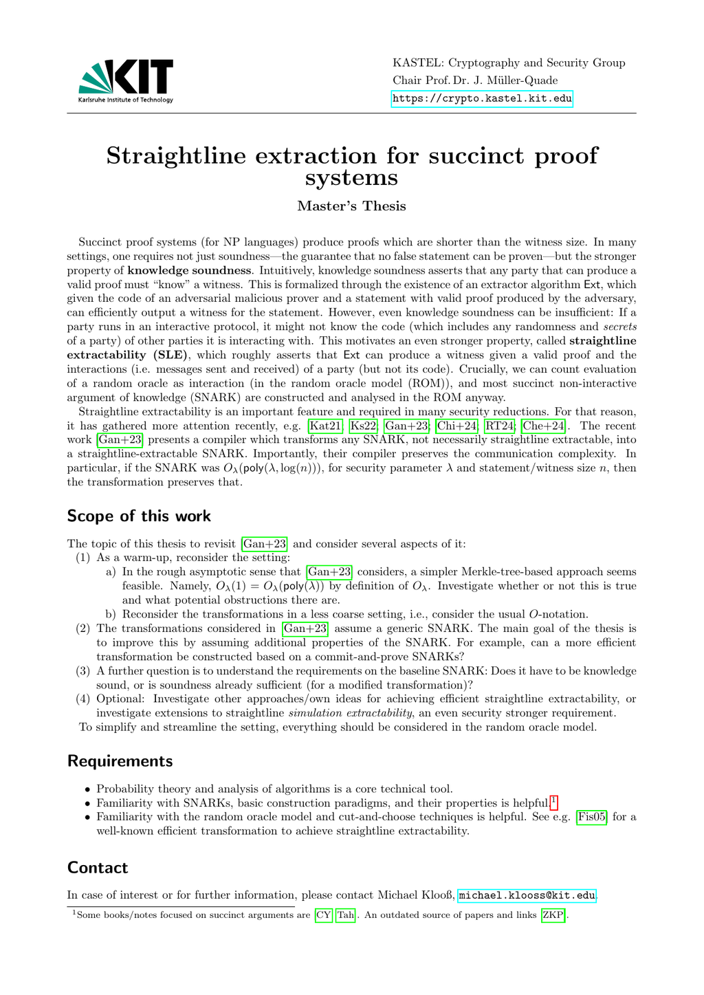 [MA] Straightline extraction for succinct proof systems